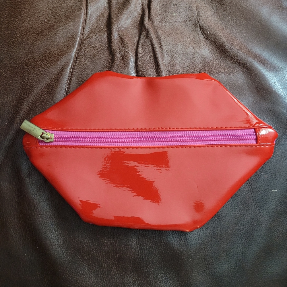Macy's Red/Pink Makeup Bag 9 inches x 5 1/2 inches tall